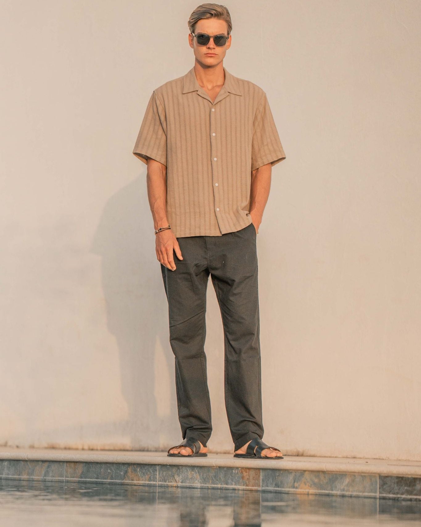 Kortærmet Strikskjorte Mokka | Skagen - clothing.dk